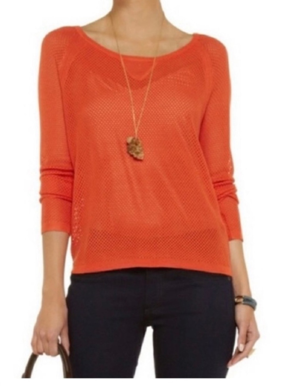 Rag & Bone Katya Orange Mesh Sweater